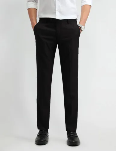 Image of ARROW Men Regular Fit Grey Polyester Trousers
