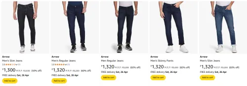 Image of Arrow Men's Jeans at minimum 50% Off