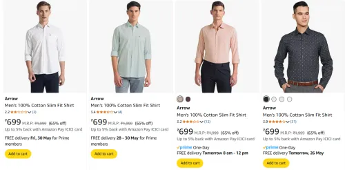 Image of Arrow Men's Shirt at minimum 65% Discount