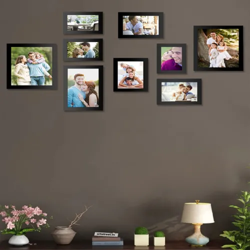 Image of Art Street Set of 9 Black Solid Individual Photo Frames