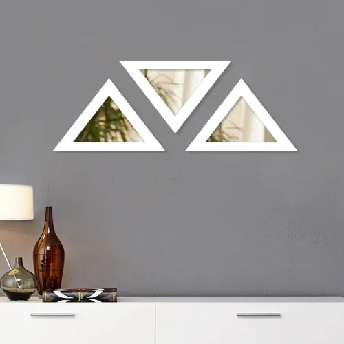Image of Art Street Set of 3 White Triangle Wall Mirrors