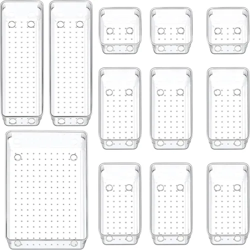 Image of Arto Clear Transparent Acrylic Drawer Organizer Set Pack 12