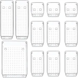Arto Clear Transparent Acrylic Drawer Organizer Set Pack 12