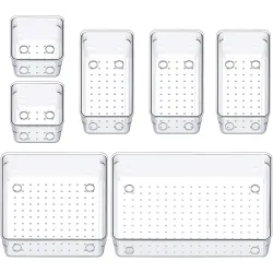 Arto Clear Transparent Acrylic Drawer Organizer Set(Pack of 7)