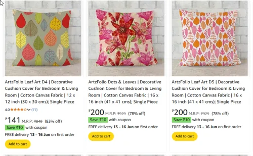 Image of ArtzFolio Decorative Cushion Cover Minimum 80% Discount