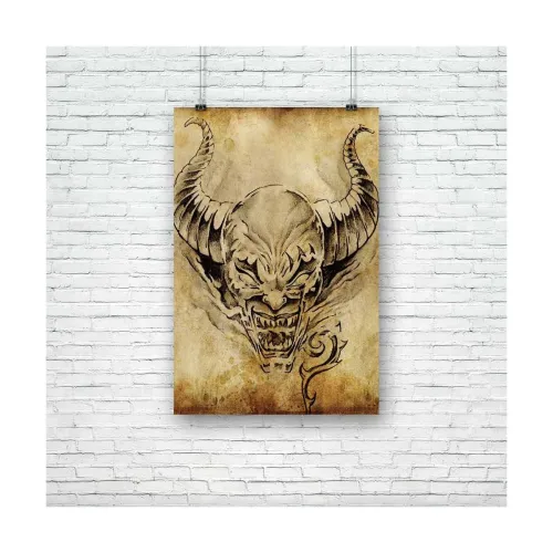 Image of ArtzFolio Devil Tattoo Unframed Paper Wall Poster 12 x 18 inch
