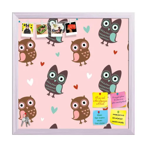 Image of ArtzFolio Owls & Hearts | Bulletin Board Notice Pin Board
