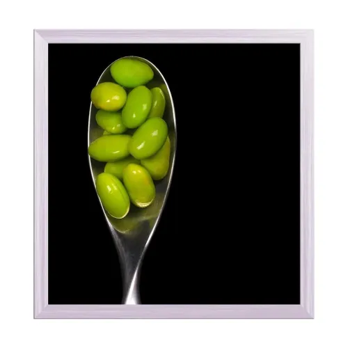 Image of ArtzFolio Soybeans In A Spoon On Black Tabletop Painting