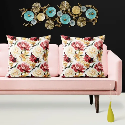 Image of ArtzFolio Velvet Rose Cushion Covers Set