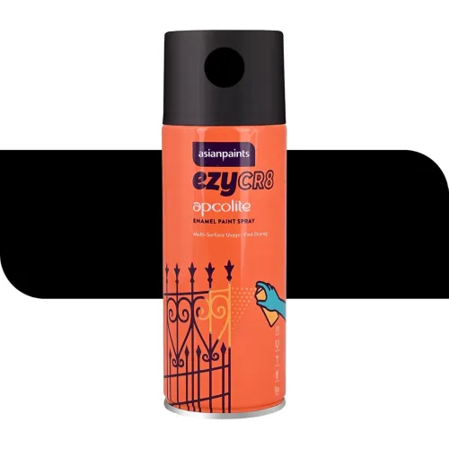 Image of Asian Paints ezyCR8 Apcolite Enamel Paint Spray (Black) – 250 g (400ml)
