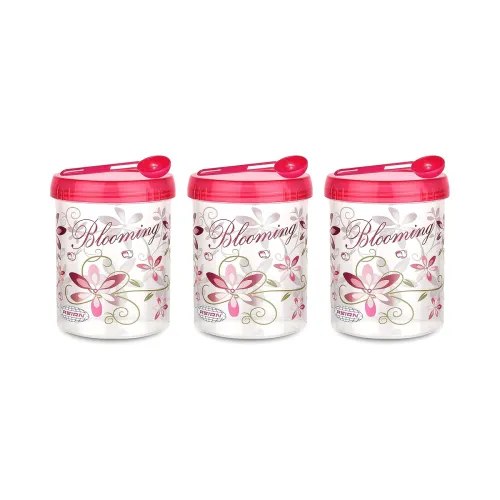 Image of ASIAN Plastowares Turn & Lock Storage Containers with spoons (pack of 3)