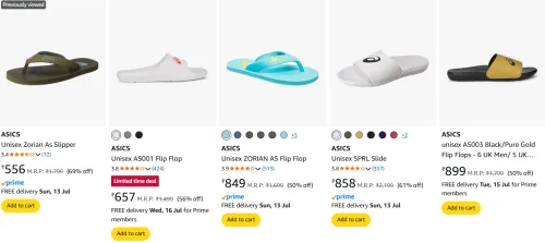 Image of Asics Men's slipper & Flip flop starting @ ₹556