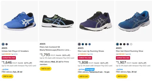 Image of ASICS Men's Running Shoes at minimum 60% Discount