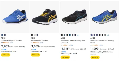 Image of Asics Men's running shoes starting @ ₹1669