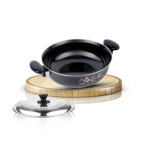 Image of ATEVON Medium Black Cast Iron Kadhai - 26cm Diameter