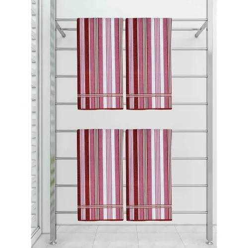 Image of Athom Trendz Striped Cotton Bath Towel Pack of 4