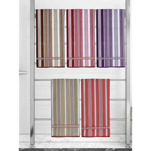 Image of Athom Trendz Ecosaviour Striped Cotton Bath Towel ( Pack of 5)