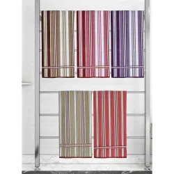 Athom Trendz Ecosaviour Striped Cotton Bath Towel ( Pack of 5)