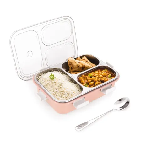Image of Attro Bento 3 Compartment Stainless Steel Lunch Box