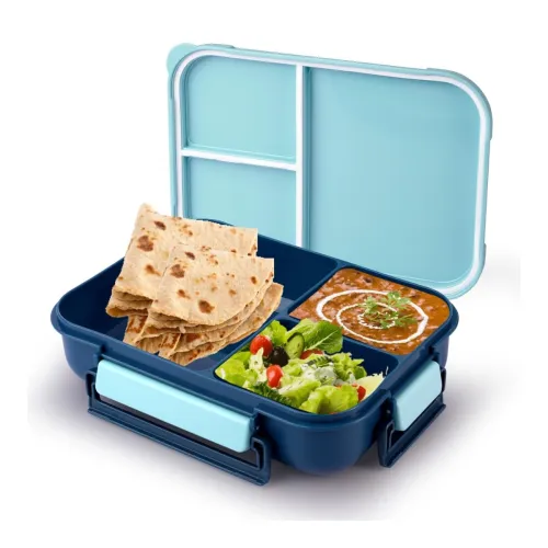 Image of ATTRO Gourmet 3 Compartment Lunch Box (1700ml, Blue)