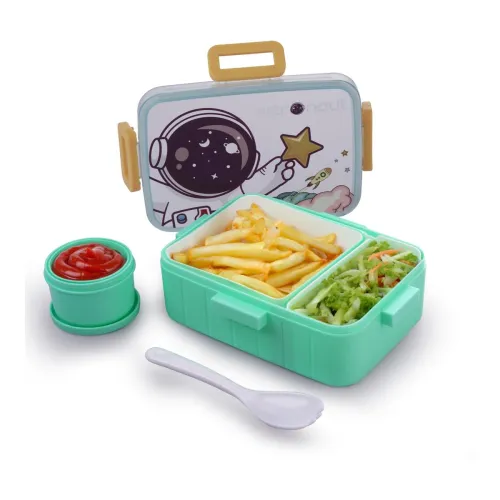 Image of ATTRO Quick 2 Lunch Box: 600ml, 2 Compartments, 1 Small Container & Baby Spoon.
