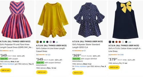 Image of A.T.U.N. (ALL THINGS UBER NICE) Girl's Dress minimum 70% Discount