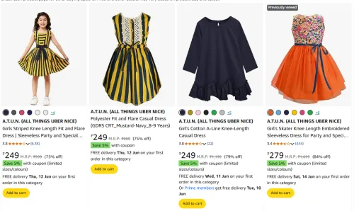 Image of A.T.U.N. (ALL THINGS UBER NICE) Girl's Dress minimum 70% Discount