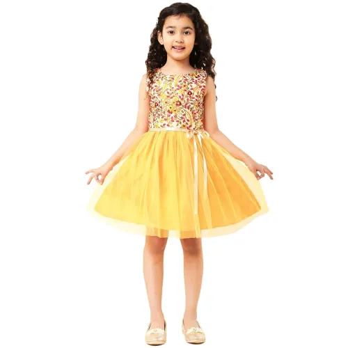 Image of A.T.U.N. Girls Sleeveless Embroidered Party Dress