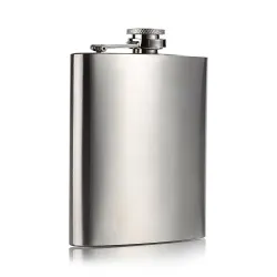 AUGEN Hip Flask Stainless Steel Leak Proof Silver 7oz