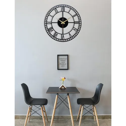 Image of AUROMIN Stylish Black Metal Wall Clock – 40 cm