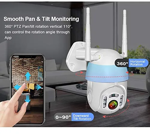 Image of AUSHA® Security Camera Outdoor, Wireless WiFi IP Camera Home Security System 360° View