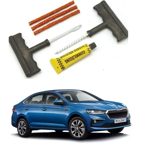 Image of Auto Addict 6 Pieces Car and Bike Auto Tubeless Tire Tyre Puncture Repair Tool Kit Safety 3 Strip for Skoda SLAVIA