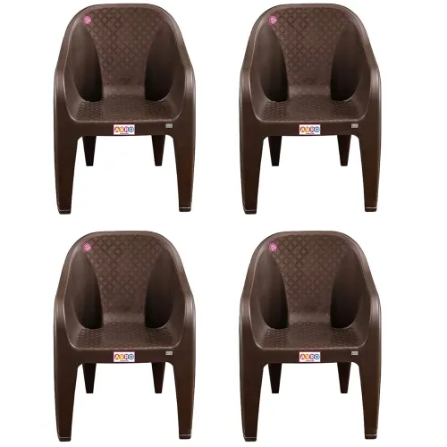 Image of AVRO FURNITURE 9100 Plastic Chairs, Set of 4, Matt and Gloss Pattern, Plastic Chairs for Home, Living Room,