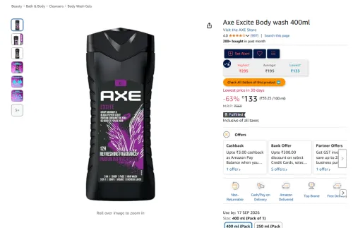 Image of Axe Excite Body wash 400ml