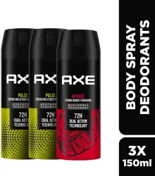 AXE Intense (Pack of 1) + Pulse (Pack of 2) Body Spray - For Men (450 ml, Pack of 3)
