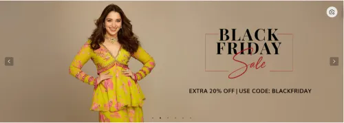 Image of AZA Fashion Black Friday Offer: Get Extra 20% discount on Women Festive wear by Using Code 