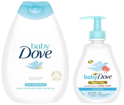 Baby Dove Rich Moisture Nourishing Baby Lotion 400 ml & Baby Rich Moisture Hair to Toe Baby Wash 200 ml