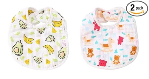 Image of BabyGo Muslin Pure 8 Layer Baby Bibs Set of 2