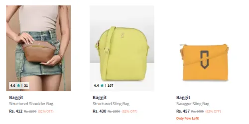 Image of Baggit Women's Hand Bag at Minimum 80% Discount