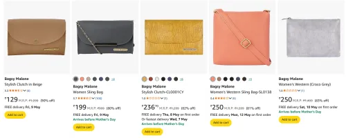 Image of Bagsy Malone Clutch & Sling Bags Starting @ ₹129