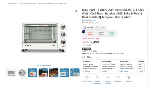 Image of Bajaj 1603 1200Watt 16 Liters Oven