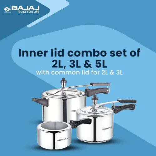Image of BAJAJ 2 L, 3 L, 5 L Inner Lid Pressure Cooker (Aluminium)
