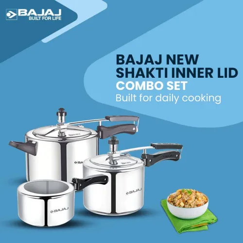 Image of BAJAJ 2 L, 3 L, 5 L Inner Lid Pressure Cooker (Aluminium)