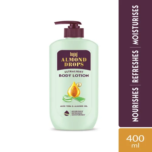 Image of BAJAJ CONSUMER CARE Almond Drops Ultralight Body Lotion with Aloe Vera - 400 ml .