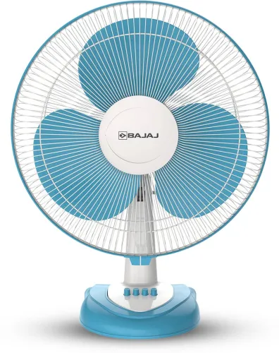 Image of BAJAJ Crest Neo 400 mm 3 Blade Table Fan (Fiji Blue & White | Pack of 1).