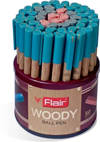 Image of FLAIR Woody 0.7 mm Stand | Ball Pen (Pack of 50)