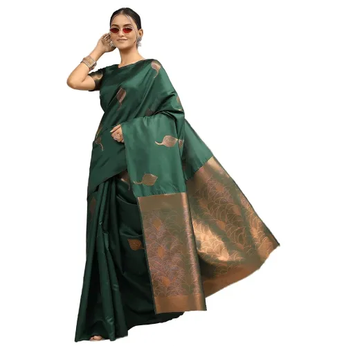 Image of Banarasi Jacquard Silk Saree With Unstitched Blouse Piece