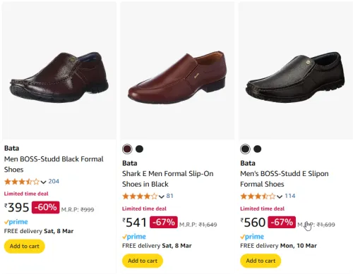 Image of Bata Men's Formal Shoes Starting Price@ ₹395