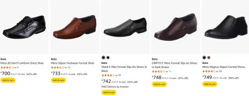 Image of Bata Men's Shoes starting at ₹700