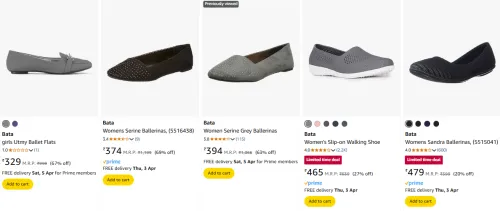 Image of Bata women's Ballerians starting @ ₹329
